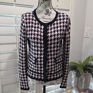 Jones New York Pink and Black Houndstooth Jacket